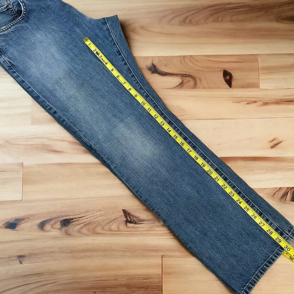 Eddie Bauer Men Jeans Size 33x32 Straight Blue Distressed Hems Classic Denim